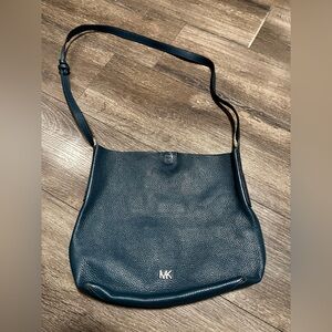 Michael Kors Dark Blue Teal Pebbled Leather Shoulder Bag